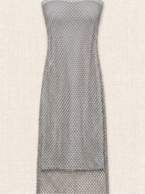 Zara Gray Mesh Maxi Dress